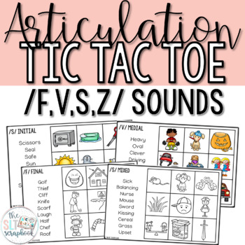 Preview of Articulation Game for Speech Therapy- Tic Tac Toe- /f v s z/ sounds- Fricatives