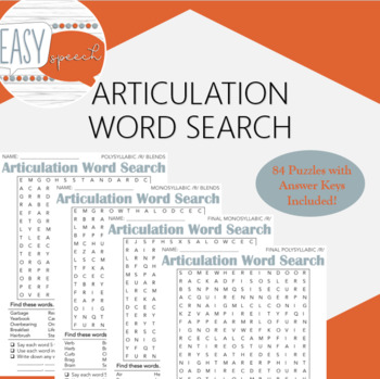 Preview of Articulation Word Search No-Prep Bundle- 84 Puzzles!