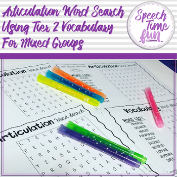 Articulation Word Search Using Tier 2 Vocabulary