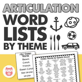 Preview of Articulation Word Lists by Theme for Speech and Language Therapy