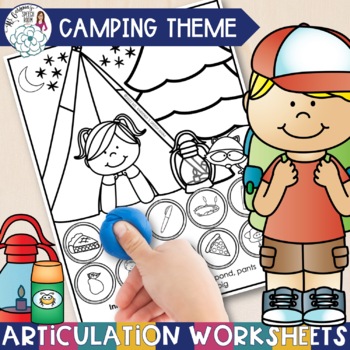 Preview of Articulation Worksheets Camping Theme