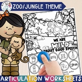 Articulation Worksheets Zoo and Jungle Theme