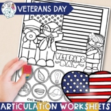 Articulation Worksheets for Veterans Day