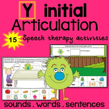 Preview of Articulation Y initial sound speech therapy activities