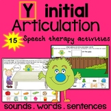 Articulation Y initial sound speech therapy activities