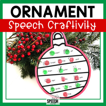 Preview of Articulation and Language Winter Christmas Holiday Ornament Speech Craft