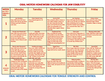 Preview of Articulation and Oral Motor Homework Calendars