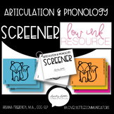 Articulation and Phonology Screener Screening Tool Low Ink
