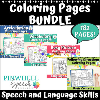 Preview of Language and Articulation Coloring Pages Bundle of Speech Therapy Activities