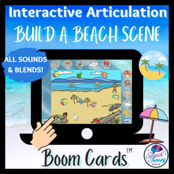Preview of Articulation at the Beach, ALL SOUNDS & BLENDS, DIGITAL LEARNING BOOM CARDS