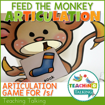 Preview of S Sound Articulation Activities & Cards for Speech Therapy Feed the Monkey Game