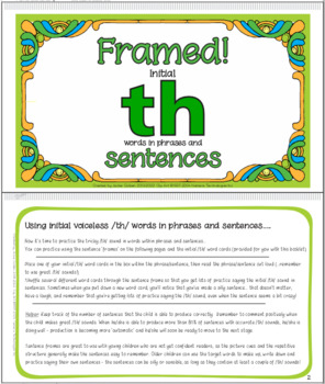 Framed! Initial /th/ Words in Sentences by Jackie G | TpT