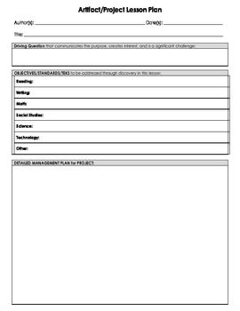 Artifact / PBL / Inquiry-Based Activity Template by M Vickery | TpT