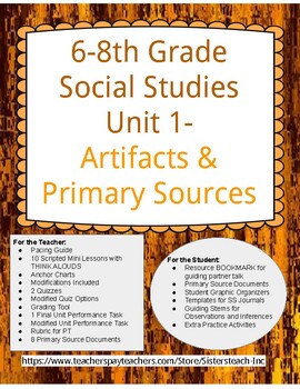 Preview of Artifacts and Primary Sources FULL UNIT & Performance Assessment (SS & ELA)