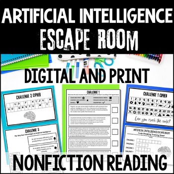 Preview of Artificial Intelligence Escape Room Digital and Print AI reading Escape Room