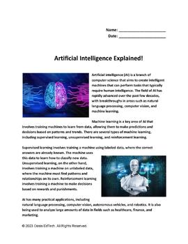 Preview of Artificial Intelligence Explained Worksheet!