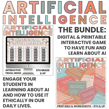 Preview of Artificial Intelligence Game | Printable and Digital | Trivia | BOHO BUNDLE