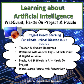 Preview of Artificial Intelligence - WebQuest, Exploration Project & Word Search Puzzle