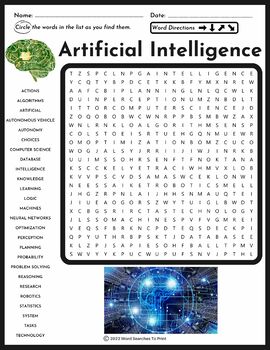 Artificial Intelligence Word Search Puzzle