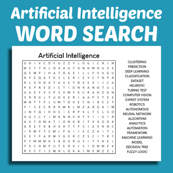 Preview of Artificial Intelligence - Word Search Puzzle Worksheet - Printable