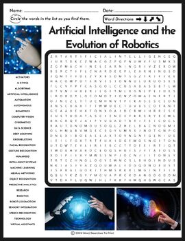 Preview of Artificial Intelligence and the Evolution of Robotics Word Search Puzzle