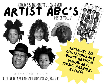 Preview of Artist ABC's Vol. 2 Poster Contemporary Black Artists - Black History Month