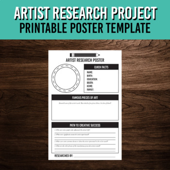 Preview of Artist Biography Research Project | Poster Activity for Middle and High School