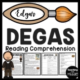 Artist Edgar Degas Reading Comprehension Worksheet for Art