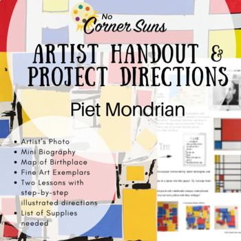 Preview of Artist Handout & Art Project:  Piet Mondrian Primary Shapes