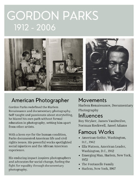 Preview of Artist Info Sheet - Gordon Parks, Photographer