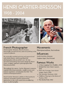 Preview of Artist Info Sheet - Henri Cartier-Bresson