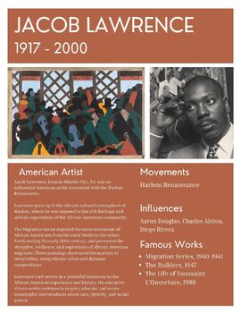 Preview of Artist Info Sheet - Jacob Lawrence