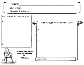 Preview of Artist Notebooking Pages