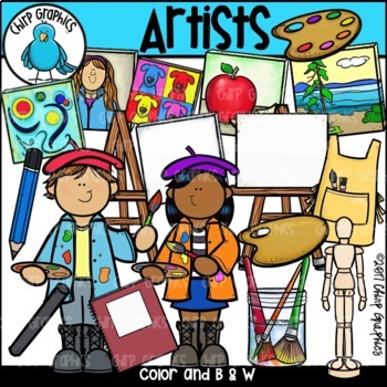 Artists and Art Supplies Clip Art Set