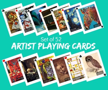 Preview of Artist Playing Cards Game Art Classroom Management Art History Cards Go Fish