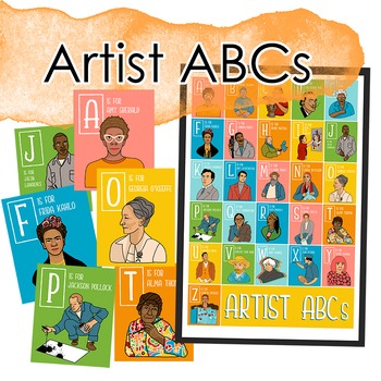 Preview of Artist Portrait ABCs Poster and Flash Cards Art Game Memory Game