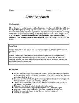 research paper on art and artists