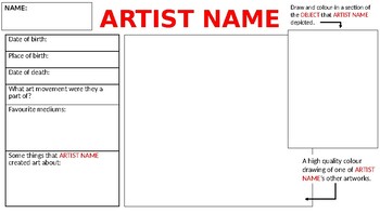 Preview of Artist Research Worksheet