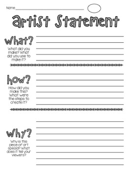 Preview of Artist Statement Handout for Elementary
