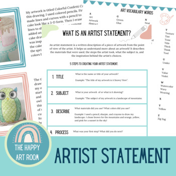 Preview of Artist Statement: Handouts, Template, and Art Vocabulary