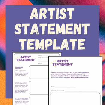 Preview of Artist Statement Worksheet