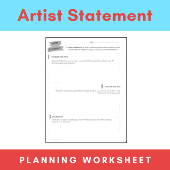 Preview of Artist Statement Worksheet | How to Guide | Printable and Digital