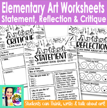 Preview of Artist Statement Critique Reflection Guide Sheet Worksheet for Elementary Art