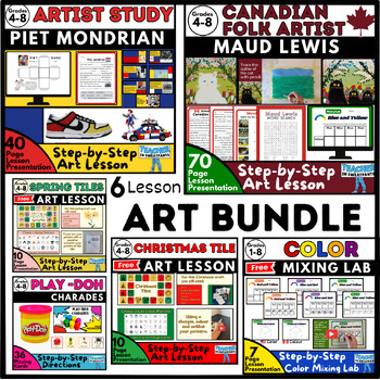 Preview of 6 Lesson Art BUNDLE plus BONUS Habit Tracker