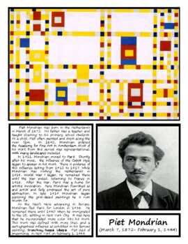 Artist Study - Piet Mondrian Montessori 3 Part Cards with Display Card