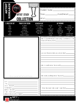 Preview of Artist Study - Research Worksheet Expanded with Vocabulary