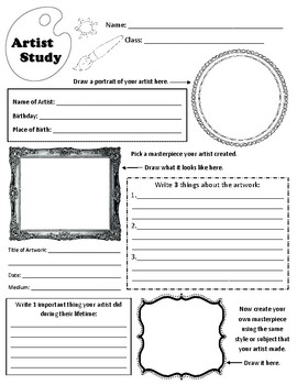 Preview of Artist Study Worksheet