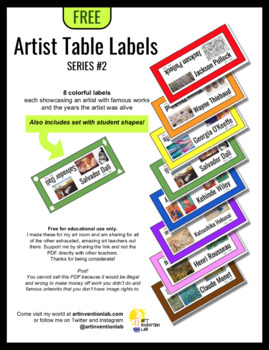 Preview of Artist Table Labels in 8 Colors - Series #2