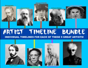 Preview of Artist Timeline Bundle:  Individual Timelines for 9 Great Artists!