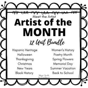 Preview of Artist of the Month Units - Artists Biography Art Units - 12 Unit Bundle